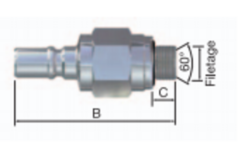 Abouts de raccordement auto-obturateurs filetage G 1/4 GAZ mâle cylindrique