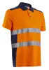 OKI Polo Manches Courtes Orange HV Marine taille L