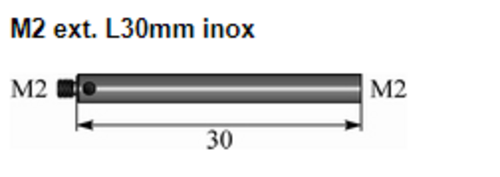Extension M2 L30 mm Inox Ø 03 mm