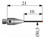 Palpeur M3 bille rubis Ø0,7xL21mm tige carbure Ø0,5x10