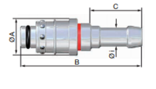 Fiche droite pour tuyau Ø10mm rouge