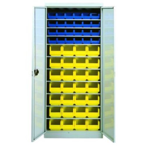 Armoire 10 tablettes avec portes équipée de bacs 1L et 3L