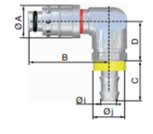Fiche 90° pour tuyau auto-serreur Ø1/2mm