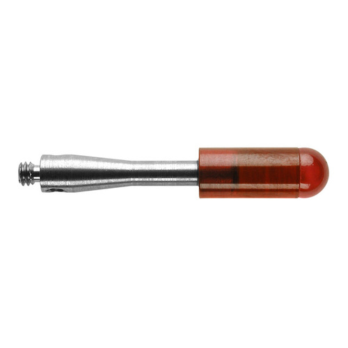 Stylet cylindrique M2 Ø2 mm rubis à bout sphérique, tige inox, L 21,2 mm