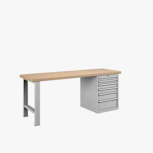Etabli avec 6 tiroirs-S Gris 2000x750x840mm