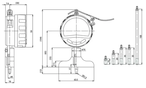 Jauge de profondeur Digimatic 0-200mm, 0,01mm, 63,5mm Base